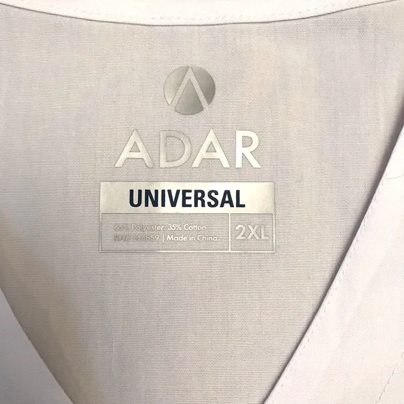 Adar Medical Scrubs Top NEW Plus Size 2XL White Short Sleeve Snap Button V Neck - Picture 4 of 7